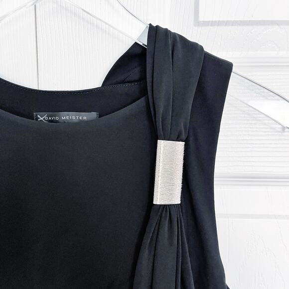 David Meister Black Drapey Bodycon Dress - Picture 4 of 10